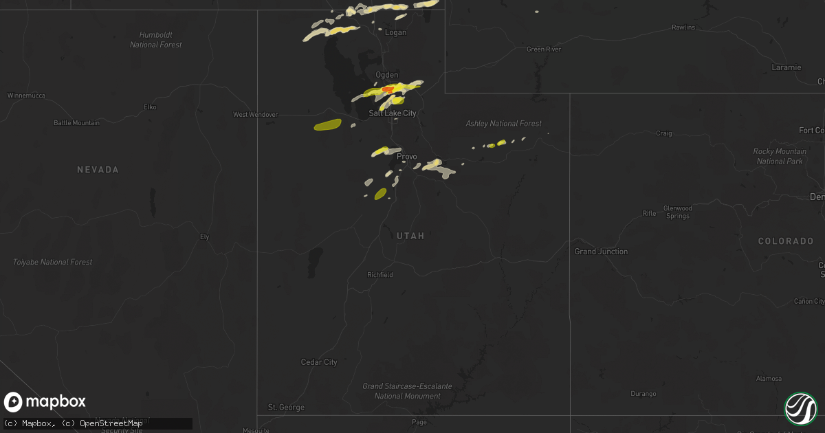 Hail map in Utah on August 22, 2018