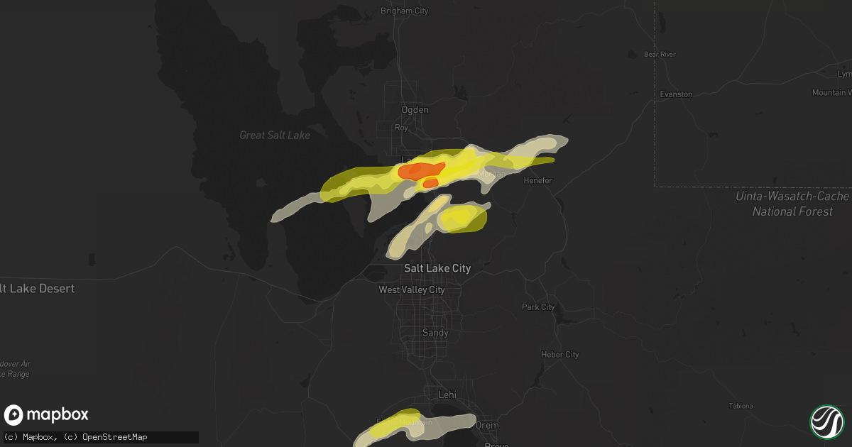 Hail map in Woods Cross, UT on August 22, 2018