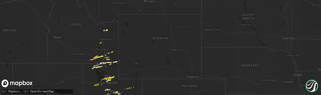 Hail map in Wyoming on August 22, 2018