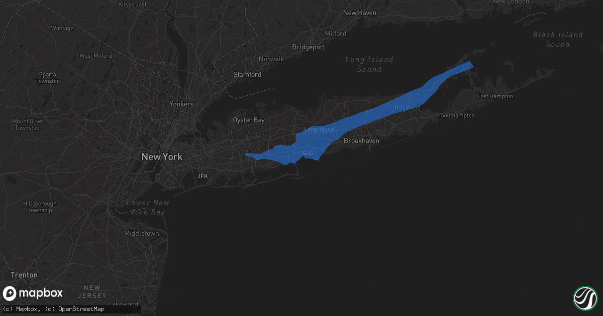 Hail map in Bay Shore, NY on August 22, 2019