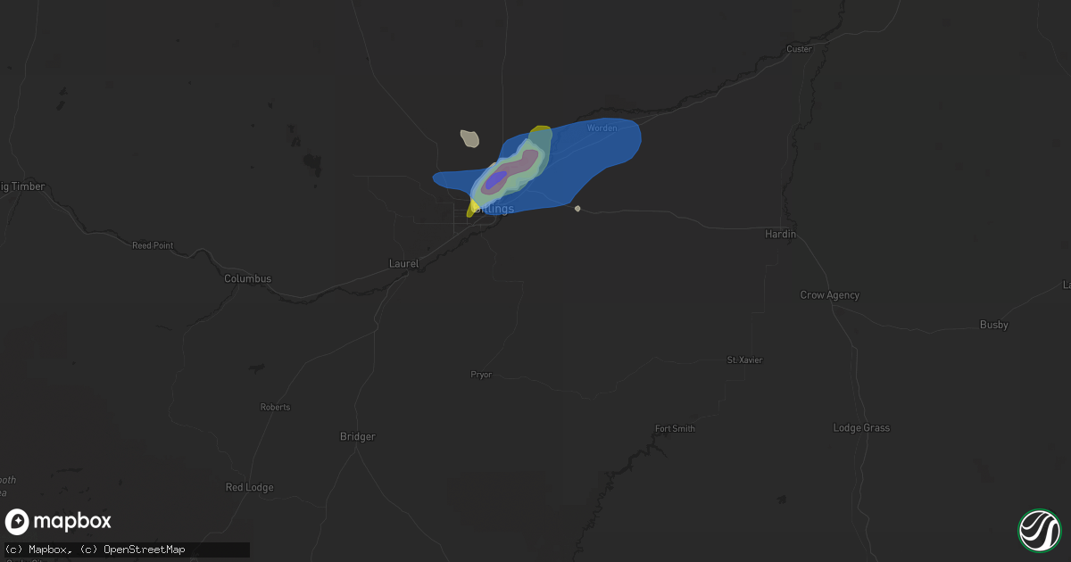 Hail map in Billings, MT on August 22, 2019
