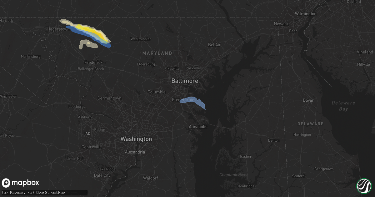 Hail map in Glen Burnie, MD on August 22, 2019