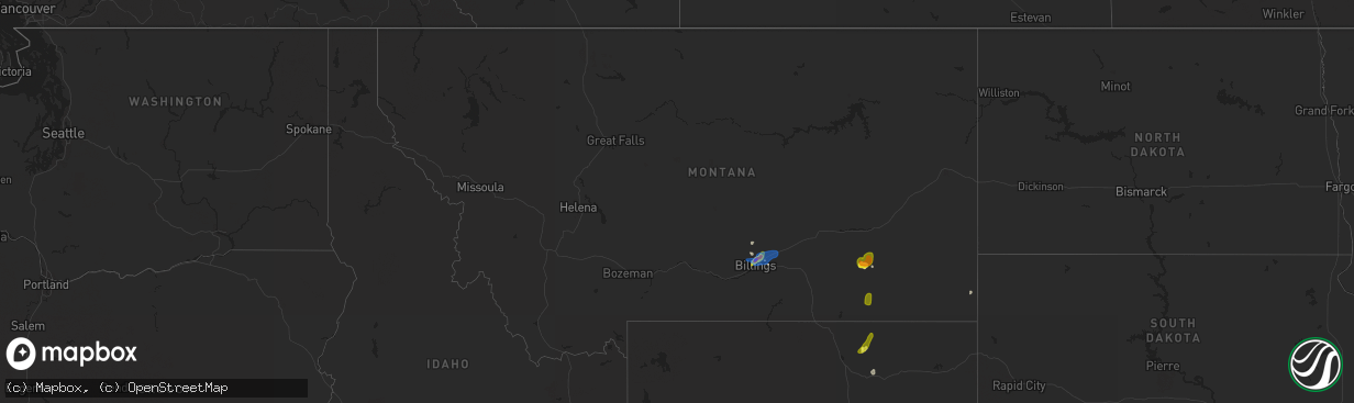 Hail map in Montana on August 22, 2019