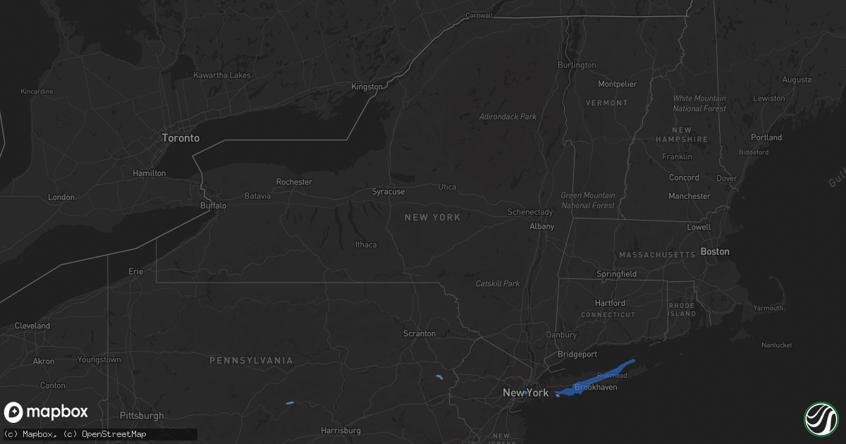 Hail map in New York on August 22, 2019