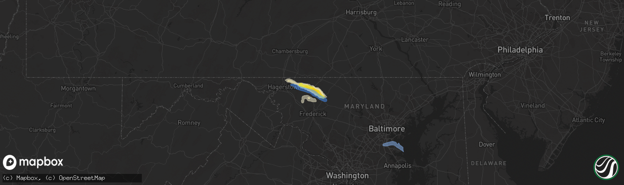 Hail map in Thurmont, MD on August 22, 2019