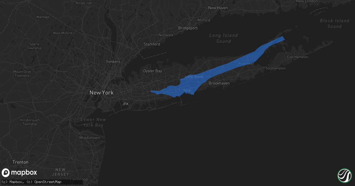 Hail map in West Islip, NY on August 22, 2019