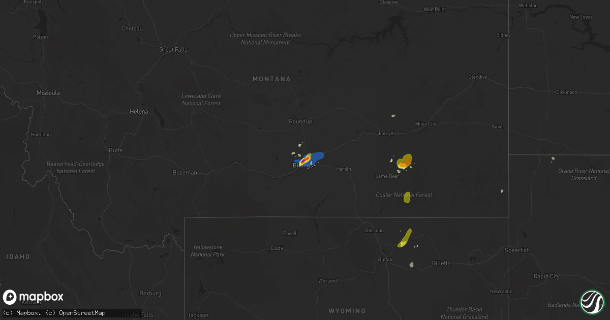 Hail map on August 22, 2019
