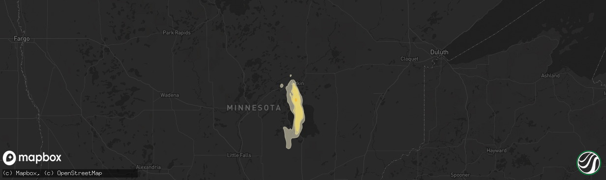 Hail map in Aitkin, MN on August 22, 2020