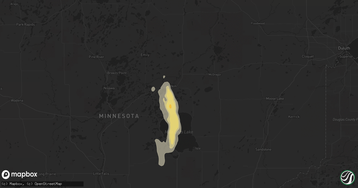 Hail map in Aitkin, MN on August 22, 2020