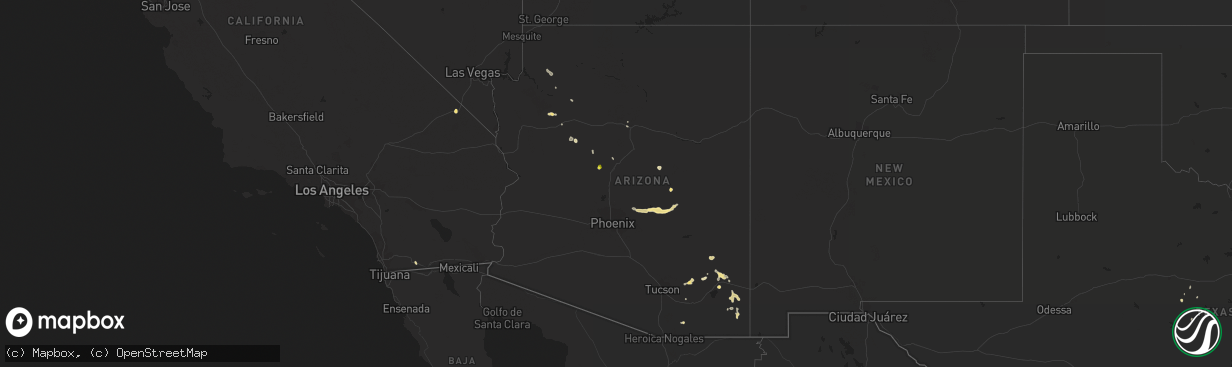 Hail map in Arizona on August 22, 2020