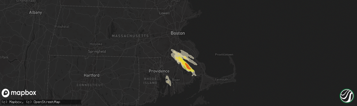 Hail map in Brockton, MA on August 22, 2020