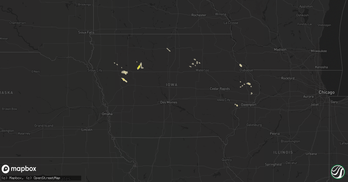 Hail map in Iowa on August 22, 2020