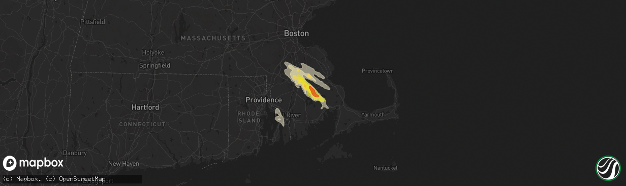 Hail map in Middleboro, MA on August 22, 2020