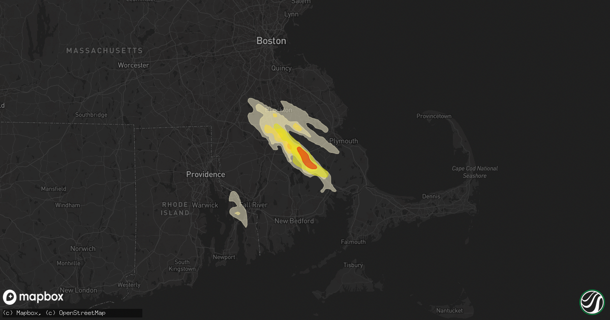 Hail map in Middleboro, MA on August 22, 2020
