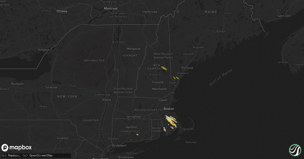 Hail map in New Hampshire on August 22, 2020