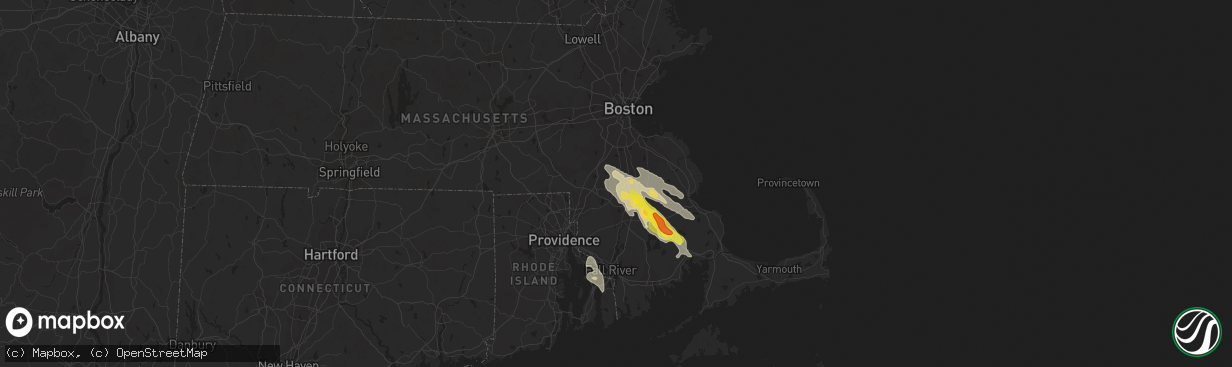 Hail map in North Easton, MA on August 22, 2020