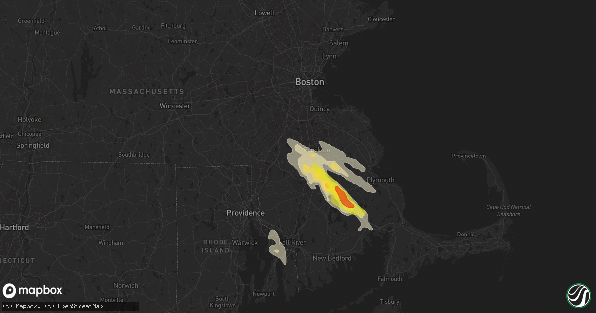 Hail map in North Easton, MA on August 22, 2020