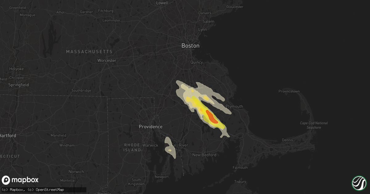 Hail map in South Easton, MA on August 22, 2020