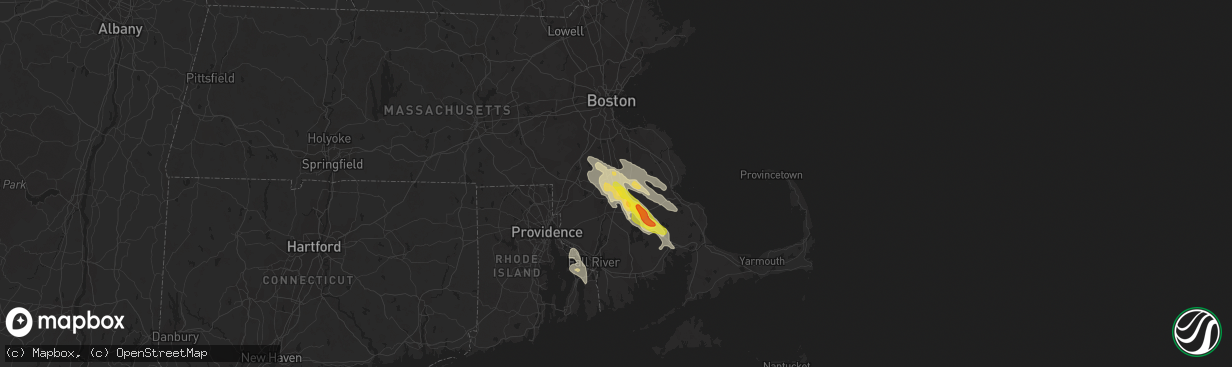 Hail map in West Bridgewater, MA on August 22, 2020