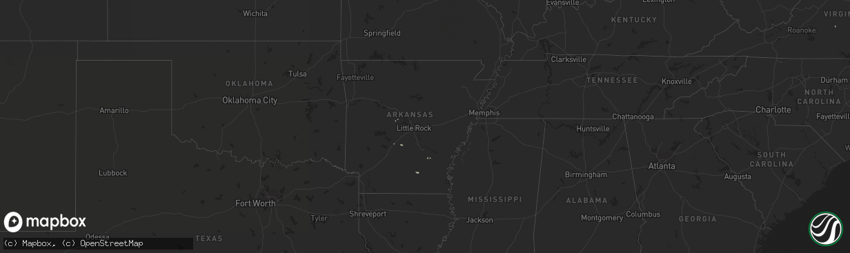 Hail map in Arkansas on August 22, 2021