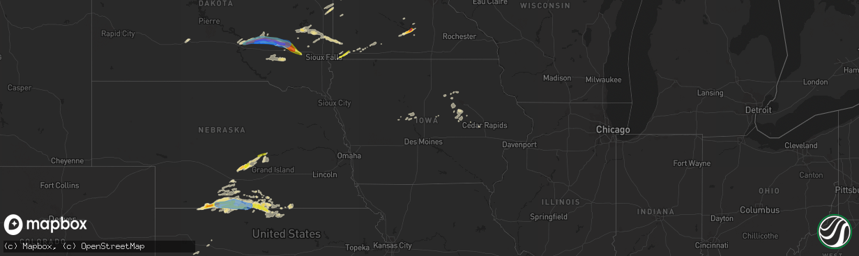 Hail map in Iowa on August 22, 2021