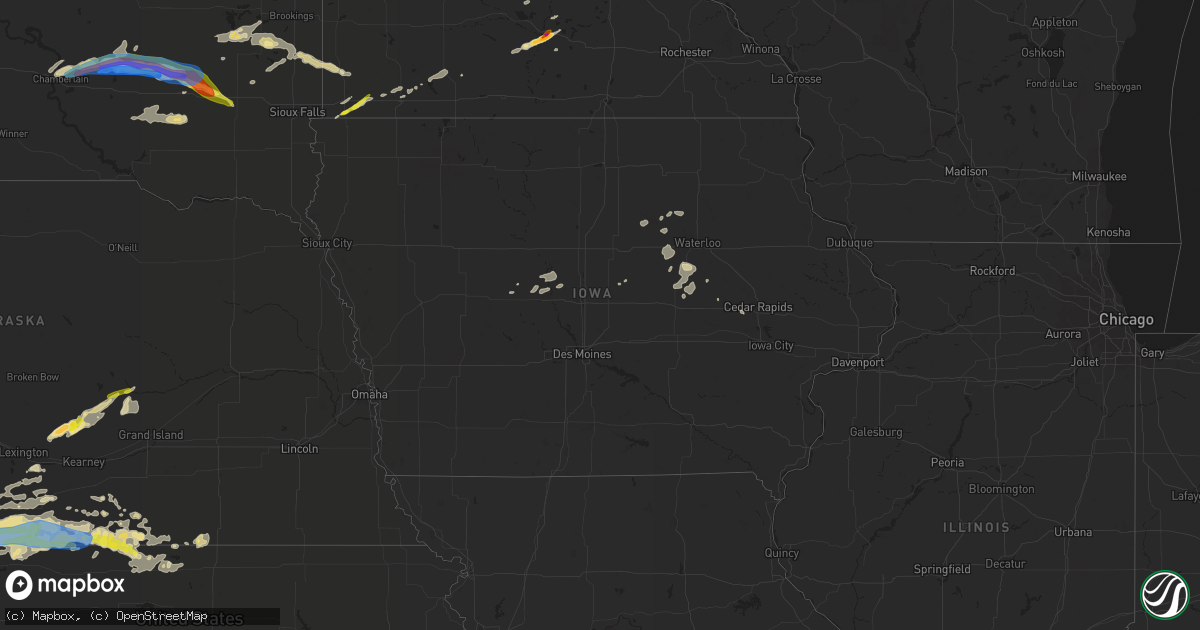 Hail map in Iowa on August 22, 2021