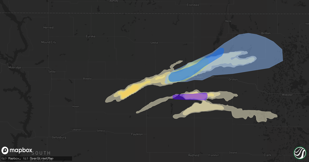 Hail map in Ipswich, SD on August 22, 2021