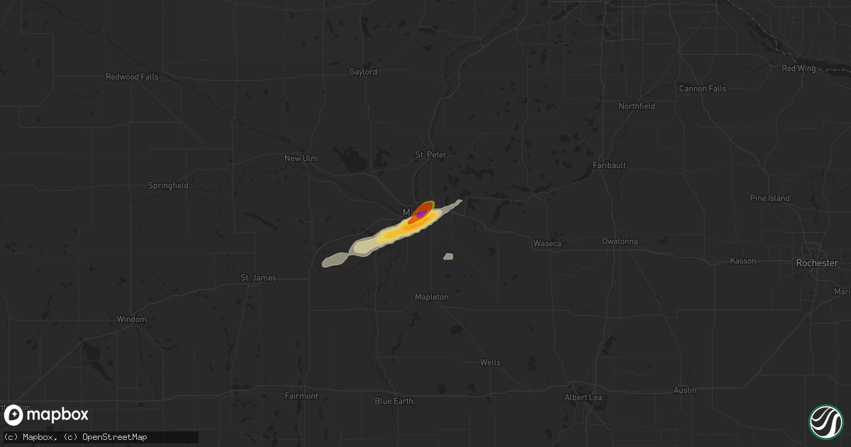 Hail map in Mankato, MN on August 22, 2021
