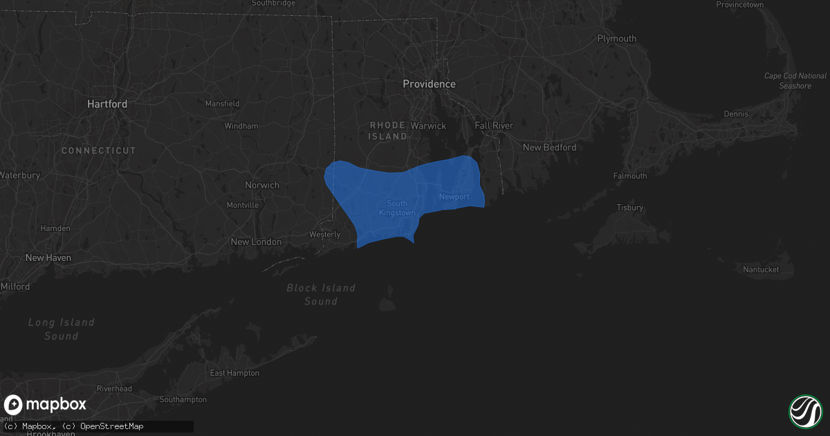 Hail map in Narragansett, RI on August 22, 2021