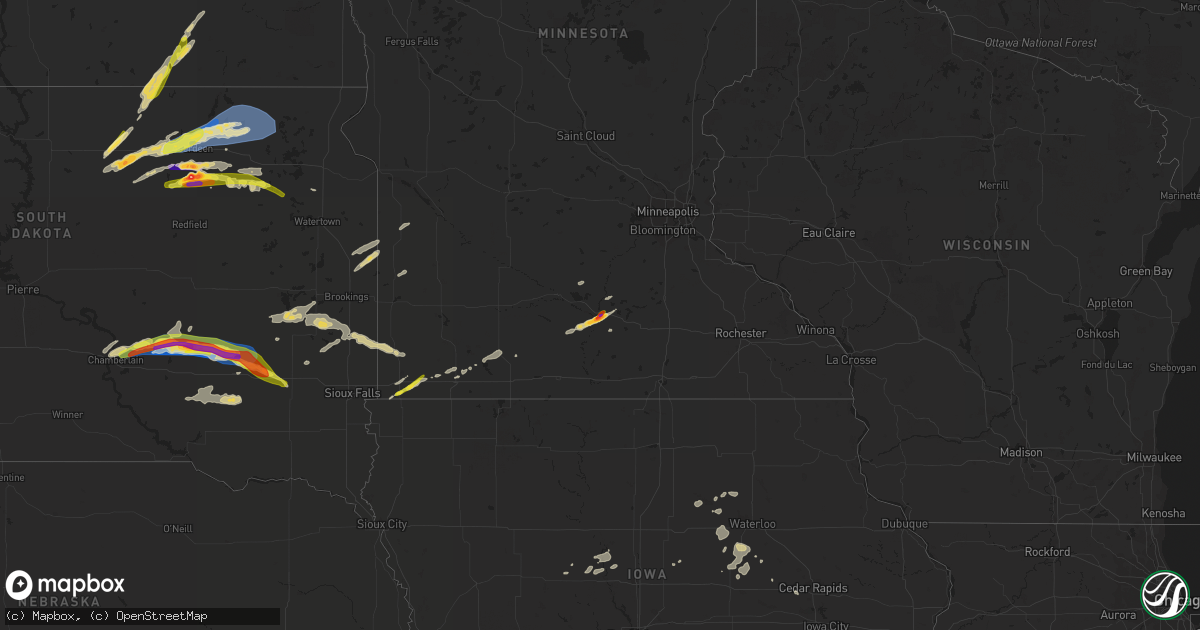 Hail map on August 22, 2021