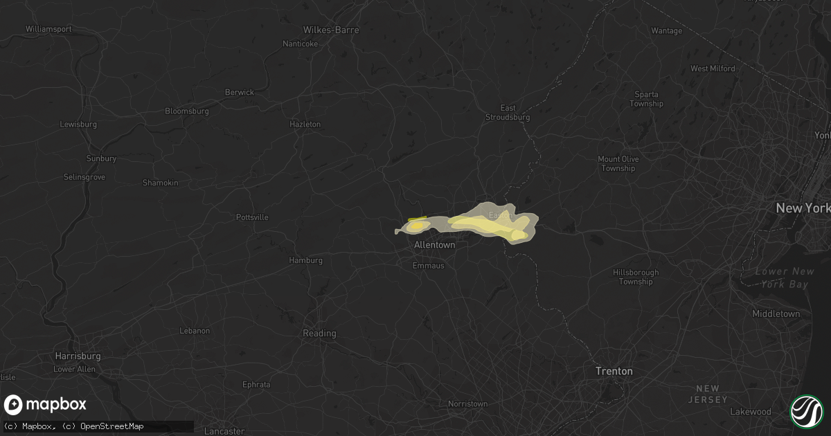 Hail map in Coplay, PA on August 22, 2022
