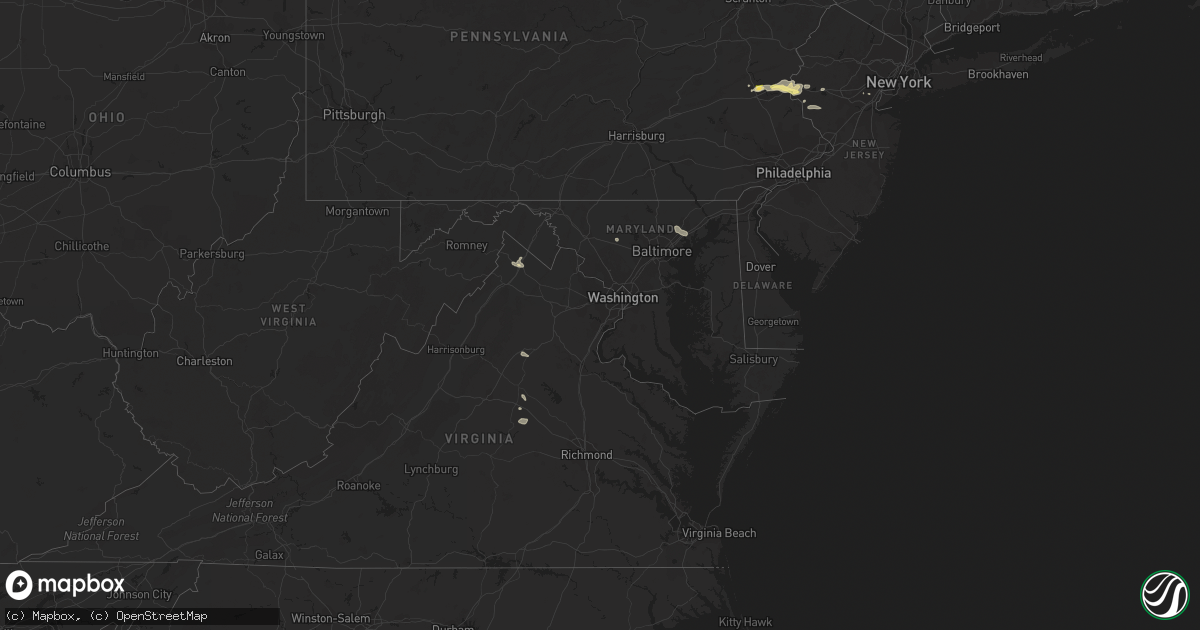 Hail map in Maryland on August 22, 2022