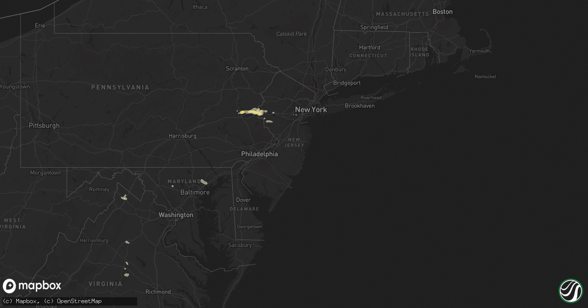 Hail map in New Jersey on August 22, 2022