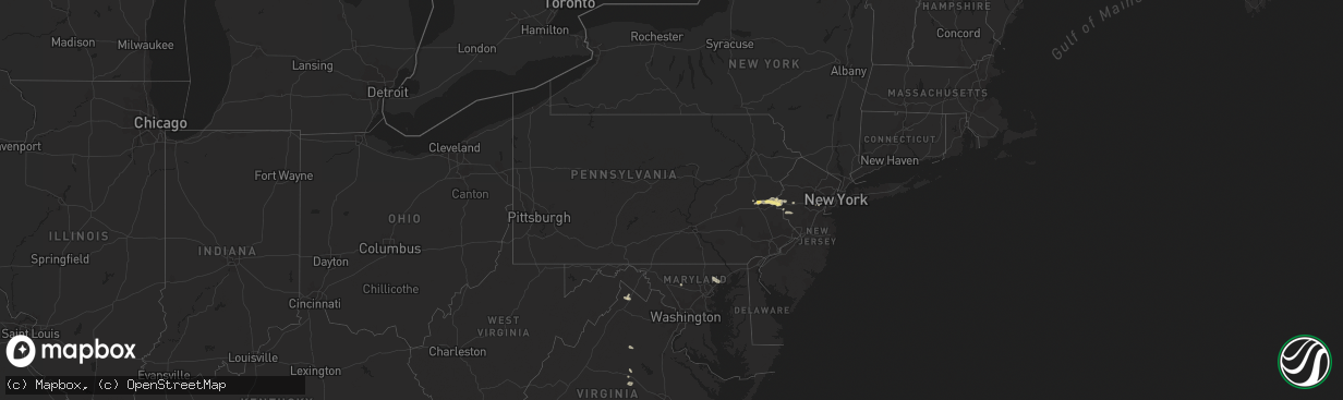 Hail map in Pennsylvania on August 22, 2022