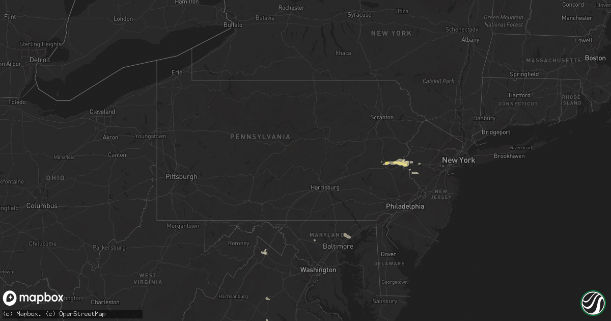 Hail map in Pennsylvania on August 22, 2022