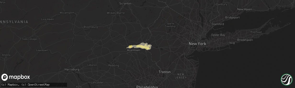 Hail map in Phillipsburg, NJ on August 22, 2022