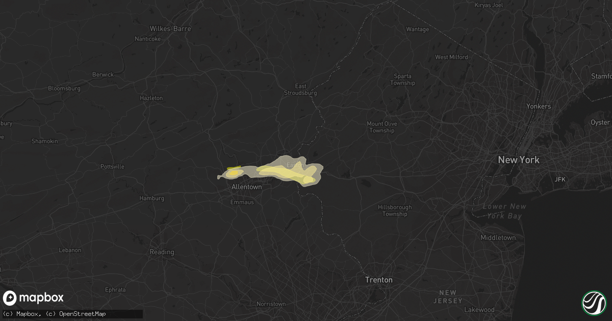 Hail map in Phillipsburg, NJ on August 22, 2022