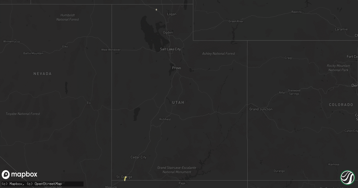 Hail map in Utah on August 22, 2022