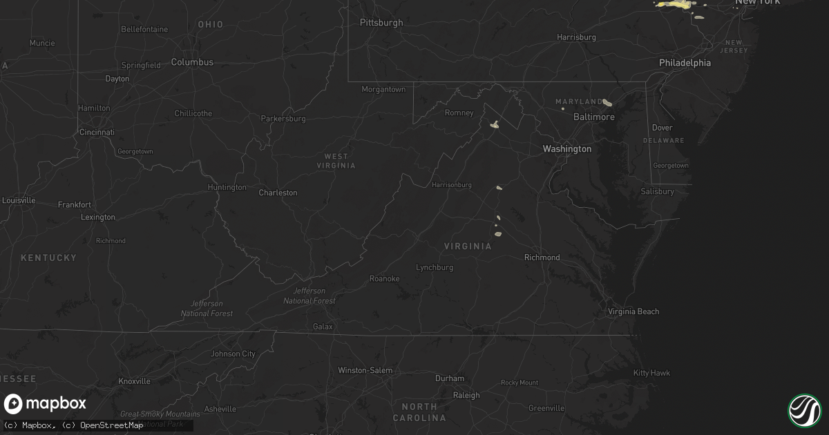 Hail map in Virginia on August 22, 2022