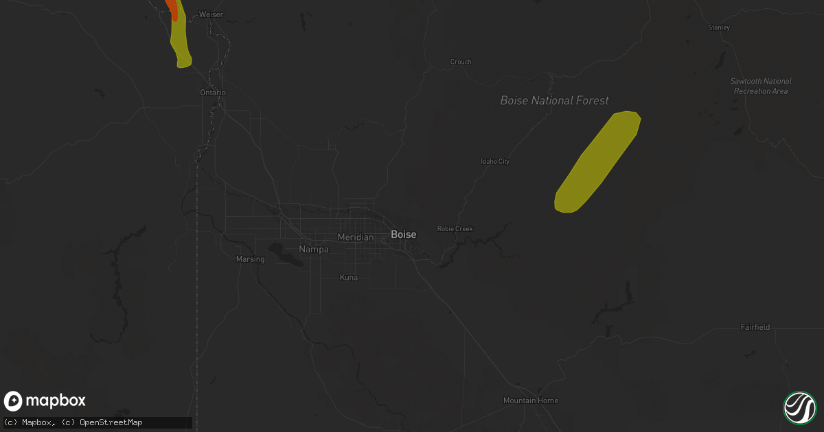 Hail map in Boise, ID on August 22, 2023