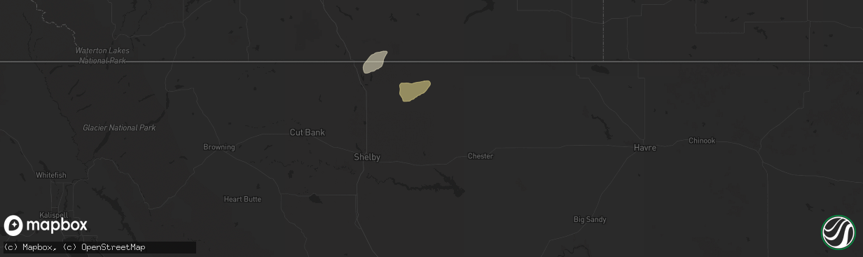 Hail map in Galata, MT on August 22, 2023