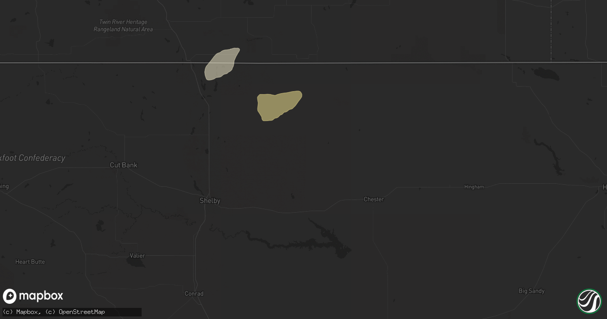 Hail map in Galata, MT on August 22, 2023