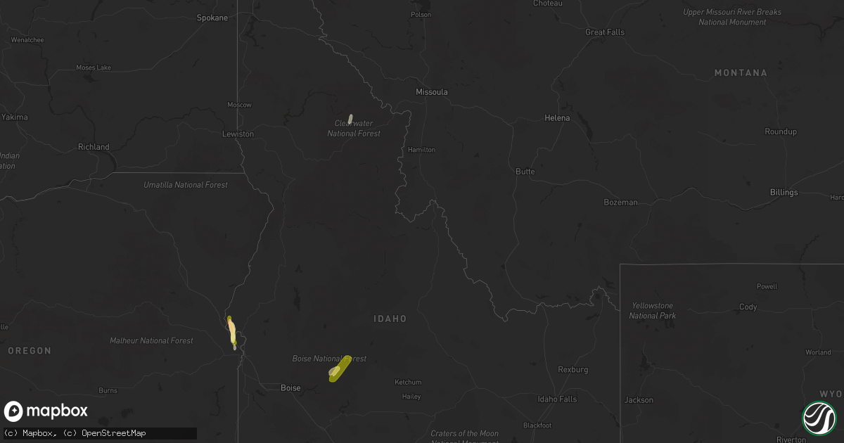 Hail map in Idaho on August 22, 2023