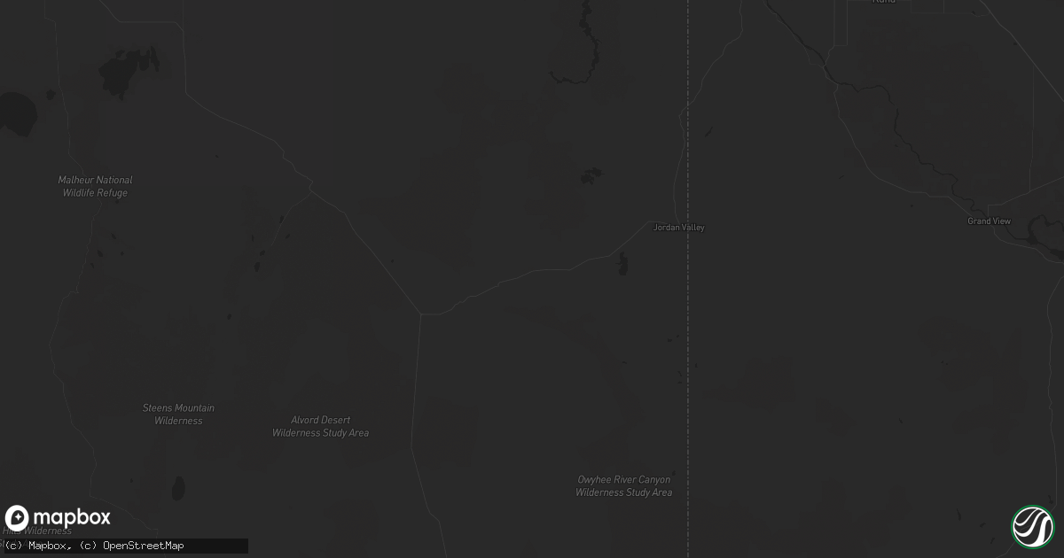 Hail map in Jordan Valley, OR on August 22, 2023