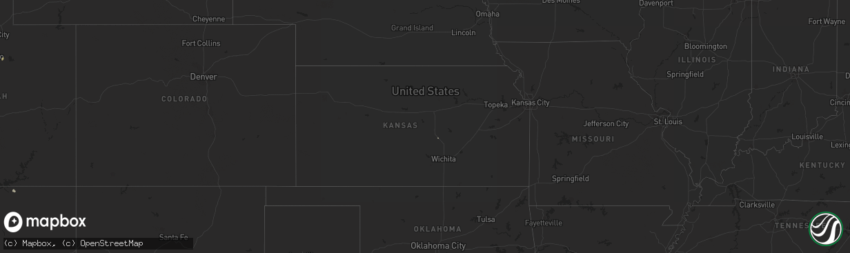 Hail map in Kansas on August 22, 2023