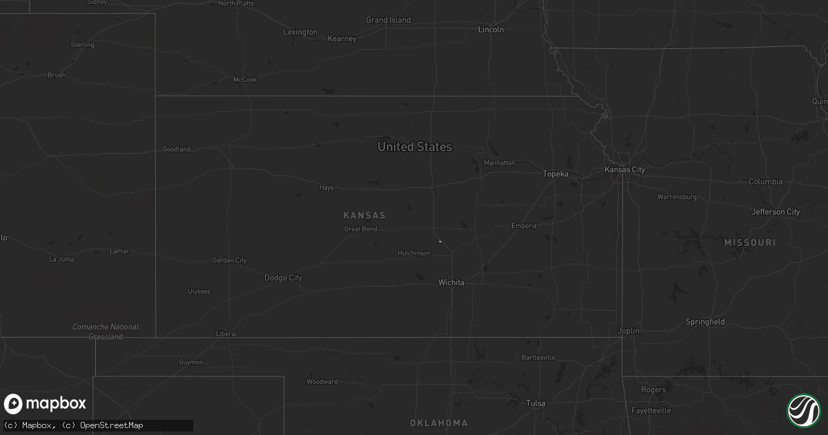 Hail map in Kansas on August 22, 2023