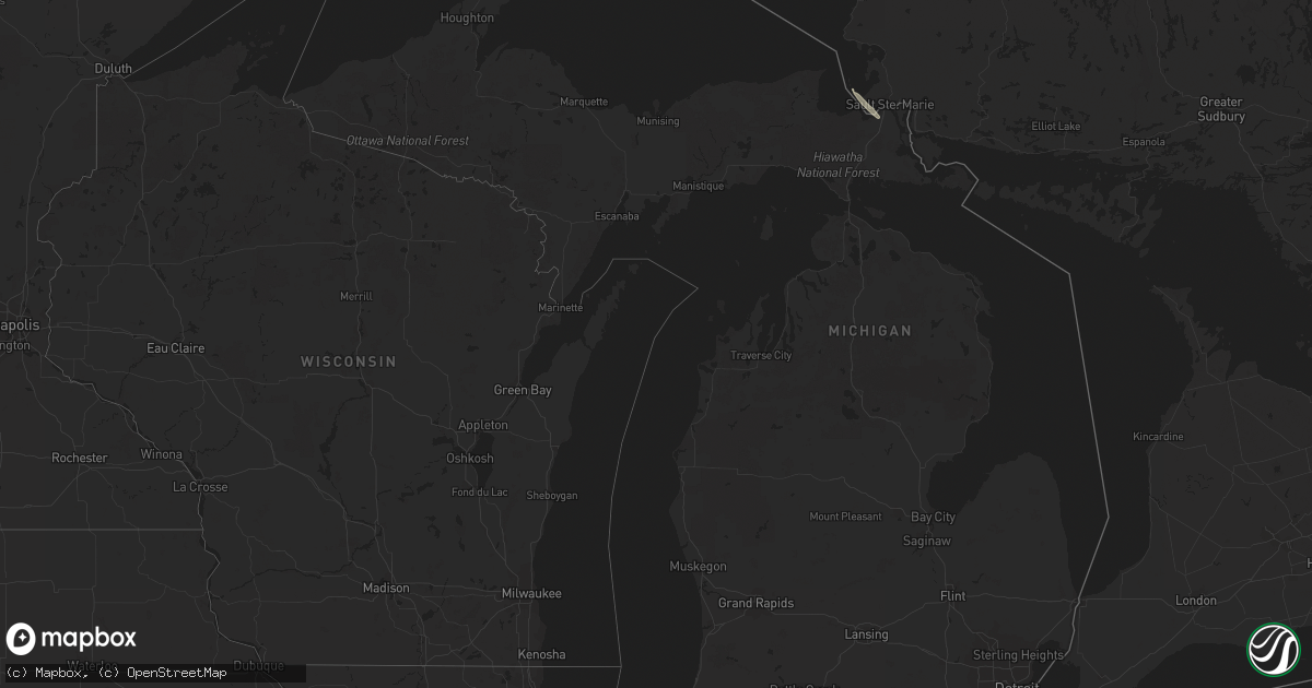 Hail map in Michigan on August 22, 2023