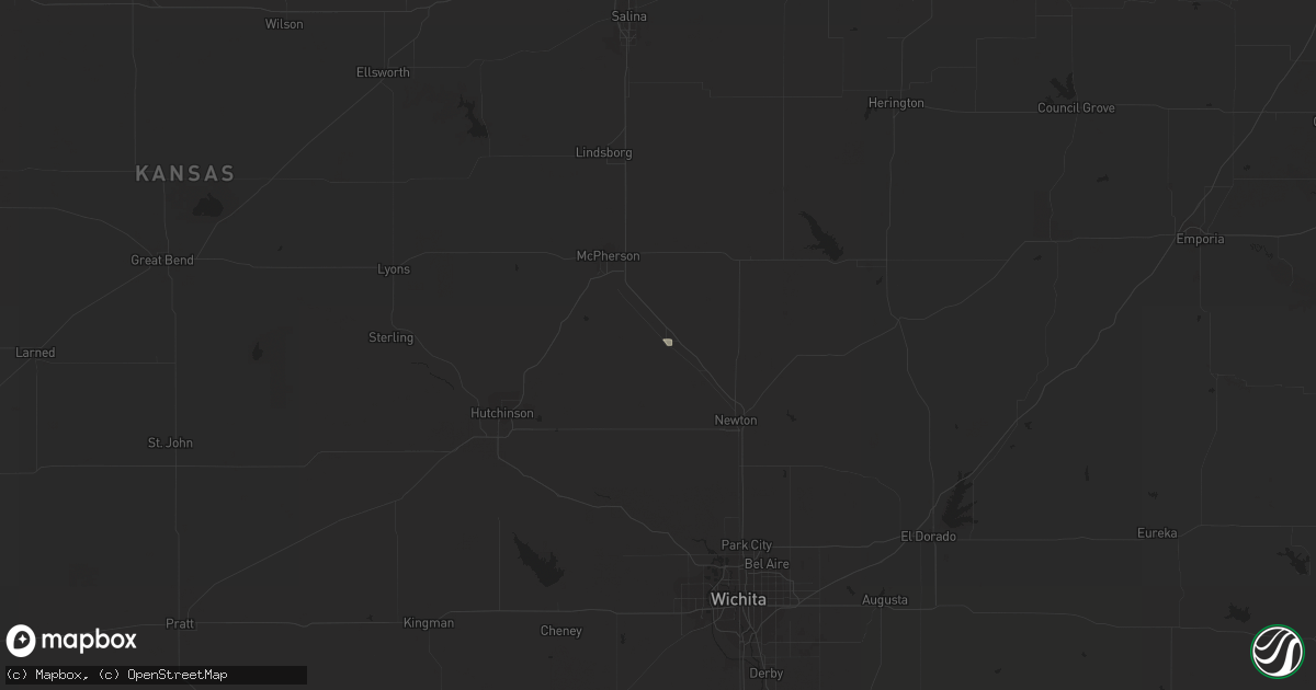 Hail map in Moundridge, KS on August 22, 2023