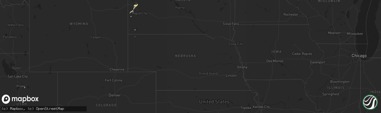 Hail map in Nebraska on August 22, 2023