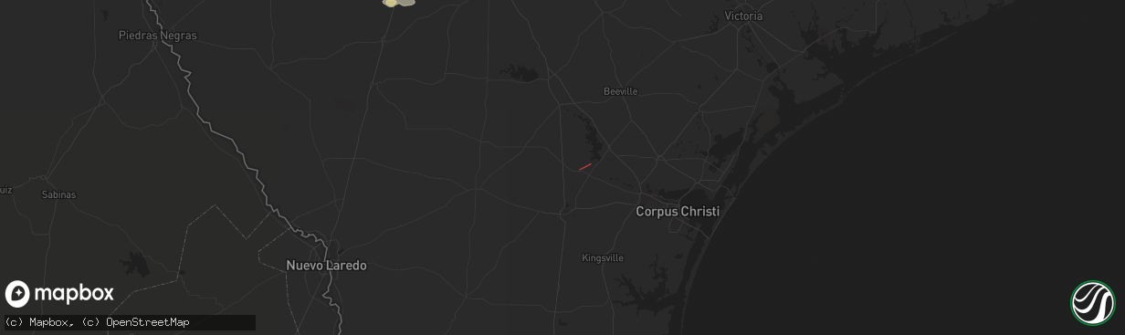 Hail map in Orange Grove, TX on August 22, 2023